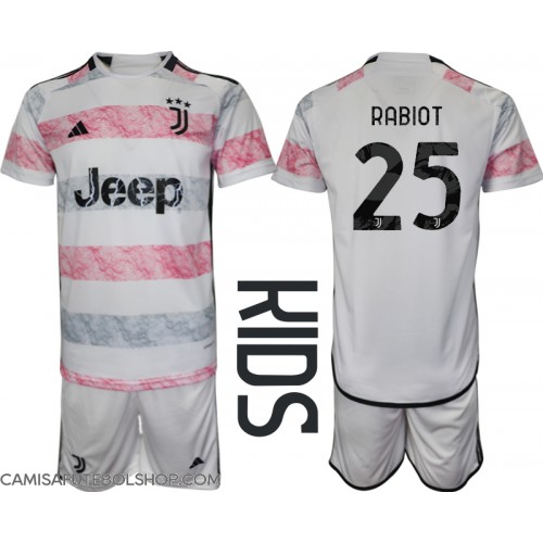 Camisa de time de futebol Juventus Adrien Rabiot #25 Replicas 2º Equipamento Infantil 2023-24 Manga Curta (+ Calças curtas)